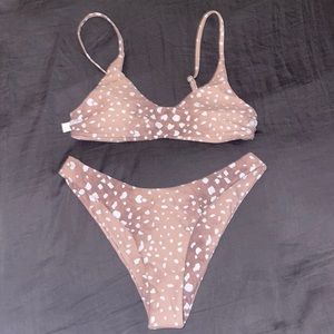 Cupshe cheeky bikini, camel pattern, size small